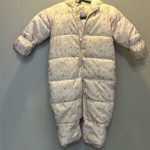 GAP Kids Puffer Jacket - Cream with Pink Accents